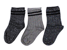 Kids ONLY black/multicolor/silver glitter stripe socks (3-pack)